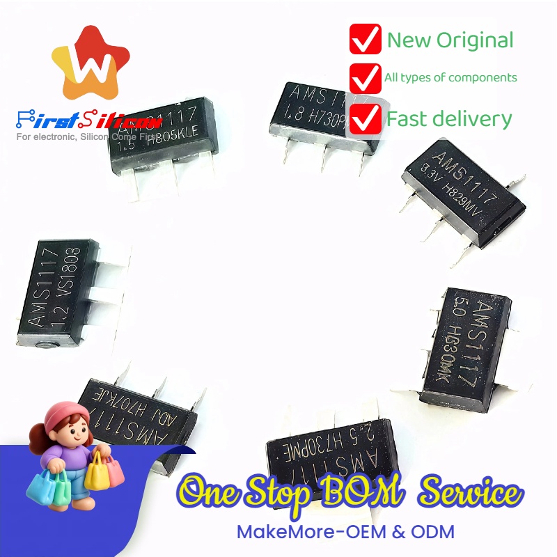 AMS117-1.2, 1.8, 2.5, 3.3, 5.0V ADJ SOT-223 Voltage regulator power supply chip, step-down IC